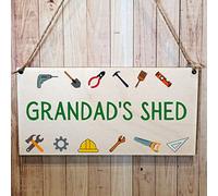 Second Ave Grandad's Shed Gardening Wooden Hanging Gift Rectangle Sign Plaque Father's Day Birthday