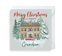 Second Ave Grandson Christmas House Square Xmas Holiday Festive Greetings Card