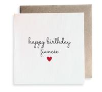 Second Ave Happy Birthday Fiancee Love Minimalist Heart Design Square Card Birthday Greetings Card