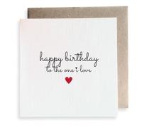 Second Ave Happy Birthday To The One I Love Minimalist Heart Design Square Card Birthday Wife Husband Girlfriend Boyfriend Greetings Card