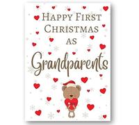 Second Ave Happy First Christmas as Grandparents Bear Xmas Holiday Festive Greetings Card