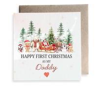 Second Ave Happy First Christmas As My Daddy Winter Festive Square Card Christmas Xmas Holiday Festive Greetings Card