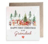 Second Ave Happy First Christmas As My Grandad Winter Festive Square Card Christmas Xmas Holiday Festive Greetings Card