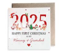 Second Ave Happy First Christmas As My Nanny + Grandad Year Square Card Christmas Xmas Holiday Festive Greetings Card