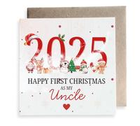 Second Ave Happy First Christmas As My Uncle Year Square Card Christmas Xmas Holiday Festive Greetings Card
