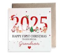 Second Ave Happy First Christmas To Our Special Grandson Year Square Card Christmas Xmas Holiday Festive Greetings Card