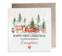 Second Ave Happy First Christmas To Our Wonderful Daughter Winter Festive Square Card Christmas Xmas Holiday Festive Greetings Card