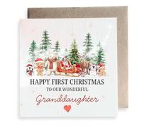 Second Ave Happy First Christmas To Our Wonderful Granddaughter Winter Festive Square Card Christmas Xmas Holiday Festive Greetings Card