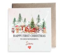 Second Ave Happy First Christmas To Our Wonderful Son Winter Festive Square Card Christmas Xmas Holiday Festive Greetings Card