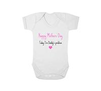 Second Ave Happy Mother's Day Daddy's Problem Baby Grow Vest White Shortsleeve Babygrow Bodysuit