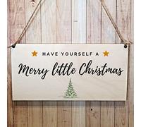 Second Ave Have Yourself A Merry Christmas Wooden Hanging Gift Rectangle Xmas Decoration Sign Plaque