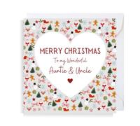 Second Ave Heart Auntie & Uncle Square Christmas Xmas Holiday Festive Greetings Card