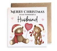 Second Ave Husband Love Bears Square Card Christmas Xmas Holiday Festive Greetings Card