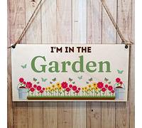 Second Ave I'm In The Garden Wooden Hanging Gift Friendship Rectangle Sign Plaque