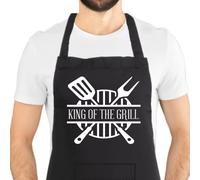 Second Ave Men's Funny King of The Grill Black Apron BBQ Grill Cooking Kitchen Apron