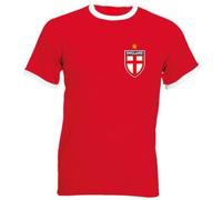 Second Ave Men's Unisex England Flag Badge Euros World Cup Football Red Retro Ringer T Shirt Top Kit