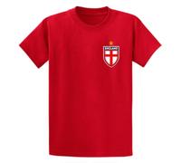 Second Ave Men's Unisex England Flag Badge Euros World Cup Football Red T Shirt Top Kit