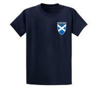 Second Ave Men's Unisex Scotland Flag Badge Euros World Cup Football Navy T Shirt Top Kit
