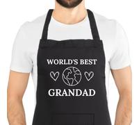Second Ave Men's World's Best Grandad Black Apron BBQ Grill Cooking Kitchen Apron