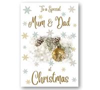 Second Ave Mum & Dad Christmas Gold Bauble Xmas Holiday Festive Greetings Card