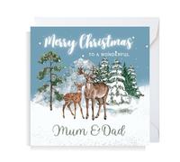 Second Ave Mum & Dad Christmas Reindeer Square Xmas Holiday Festive Greetings Card
