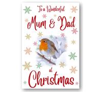 Second Ave Mum & Dad Christmas Robin Xmas Holiday Festive Greetings Card