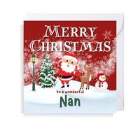 Second Ave Nan Christmas Santa Reindeer Snowman Square Xmas Holiday Festive Greetings Card