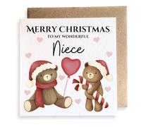 Second Ave Niece Cute Bears Square Card Christmas Xmas Holiday Festive Greetings Card