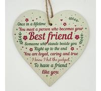 Second Ave Once in a Lifetime Best Friend Wooden Hanging Heart Home Friend Friendship Sign Plaque