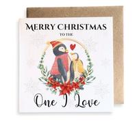Second Ave One I Love Penguin Love Square Card Christmas Xmas Holiday Festive Greetings Card