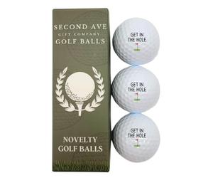 Second Ave Pack of 3 Joke Funny Golf Balls Get In The Hole Father's Day Christmas Birthday Golfer Gift