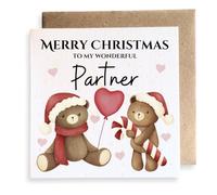 Second Ave Partner Love Bears Square Card Christmas Xmas Holiday Festive Greetings Card