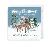 Second Ave Sister & Brother-in-Law Christmas Reindeer Square Xmas Holiday Festive Greetings Card