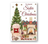 Second Ave Sister Christmas Home Fireplace Xmas Holiday Festive Greetings Card