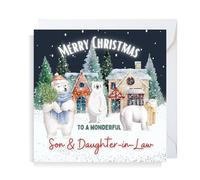 Second Ave Son & Daughter-in-Law Christmas Polar Bear Square Xmas Holiday Festive Greetings Card