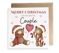 Second Ave Special Couple Love Bears Square Card Christmas Xmas Holiday Festive Greetings Card