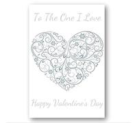 Second Ave To The One I Love Valentine Card Cute Romantic Card - Blue Heart Design