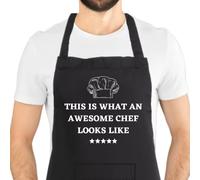 Second Ave Unisex Funny This Is What An Awesome Chef Looks Like Black Apron BBQ Grill Cooking Kitchen Apron