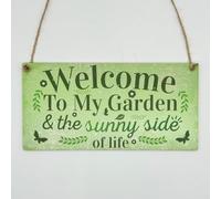 Second Ave Welcome to My Garden Wooden Hanging Rectangle Home Friend Garden Sign Plaque