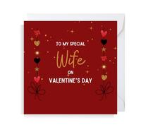 Second Ave Wife Red Heart Square Valentine's Day Greetings Card