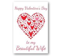 Second Ave Wife Valentine Card For Her Cute Romantic Card - Red Heart Design