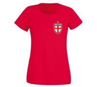 Second Ave Women's Ladies England Flag Badge Euros World Cup Football Red T Shirt Top Kit