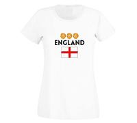 Second Ave Women's Ladies England Three Lions Football Euro World Cup White T Shirt Top Kit