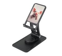 Second Brother Prints Rotating Cell Phone Stand with 360° Swivel Base - Foldable Square Desk Phone Holder for iPhone 16 15 14 13 12 11,All Phones,Black