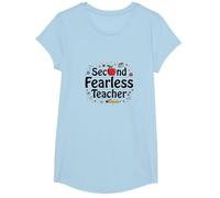 Second Fearless Teacher: Inspiring Educator Gift T-Shirt, Girls, Baby Blue, Medium