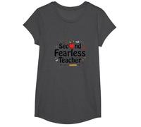 Second Fearless Teacher: Inspiring Educator Gift T-Shirt, Girls, Dark Heather Grey, Small