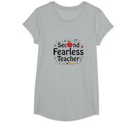 Second Fearless Teacher: Inspiring Educator Gift T-Shirt, Girls, Heather Grey, Small