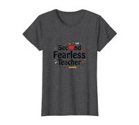 Second Fearless Teacher: Inspiring Educator Gift T-Shirt, Women, Dark Heather Grey, XXL