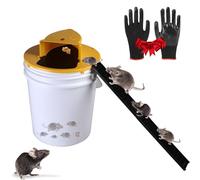 Second Generation, Flip n Slide Bucket Lid Mouse Trap - Indoor Outdoor, 5 Gallon Bucket Compatible, Multi Catch, Auto Reset, Slide Bucket Lid Mouse Rat with Ramp