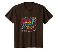 Second Grade Diva: Sassy School Star for Young Learners T-Shirt, Kids, Brown, 8 Years